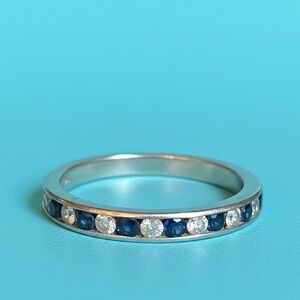 The Tiffany & Co Platinum Blue Sapphires & Diamonds Channel Set Wedding Band